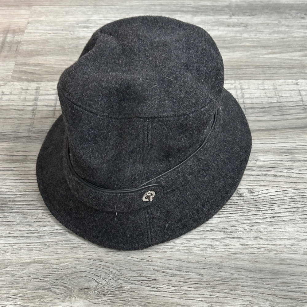 Coach Women's Black Wool Blend Bucket Hat Sz M/L